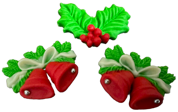 Set 3 decoratiuni comestibile din zahar, Craciun Decoratiuni din Pasta de Zahar Nati Shop