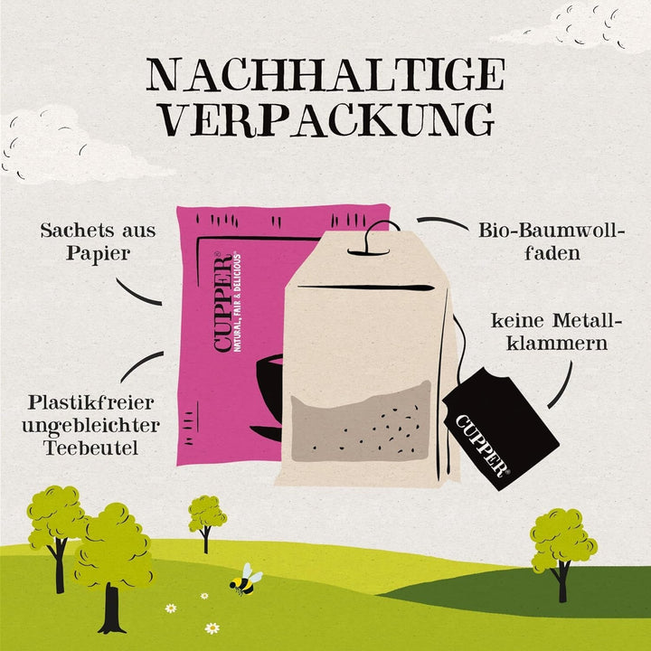 Cupper Ceai de fructe organic Cranberry Rasperry, 20 pliculețe de ceai nealbite, ecologic, comerț echitabil