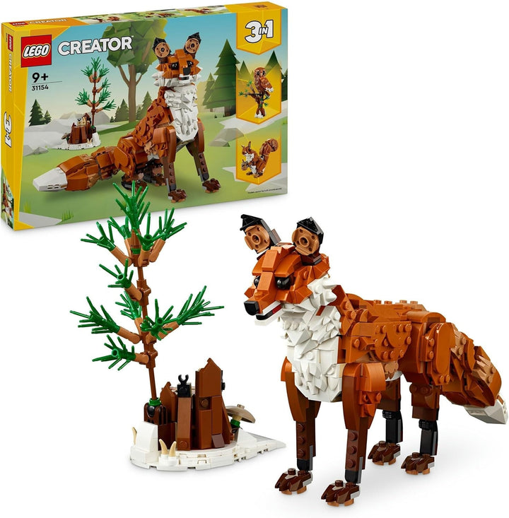 LEGO Creator Forest Animals: Red Fox, set de animale cu jucărie cu vulpe, bufniță și veveriță, figuri de animale de pădure cu care să te joci și să le afișezi, cadou creativ pentru băieți și fete de la 9 ani 31154 Seturi de constructie Besuche den LEGO-Store Singur