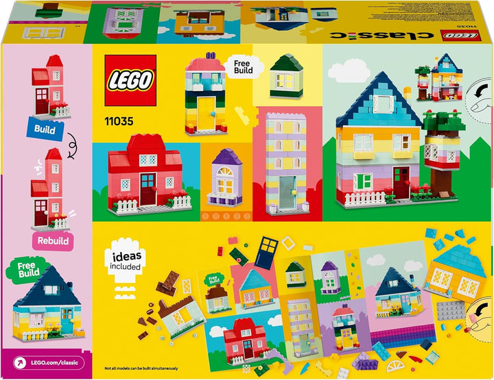 LEGO Classic Creative Houses, set de cărămizi de construcție pentru copii, jucărie de construcție cu 850 de cărămizi, jucărie de construit case cu accesorii, cadou pentru băieți și fete de la 4 ani 11035 Seturi de constructie Besuche den LEGO-Store