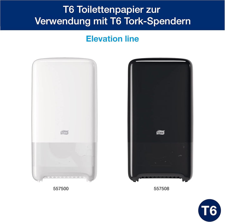 Tork 127530 Hârtie igienică Midi moale de calitate avansată pentru dispenserul de hârtie igienică Tork T6 cu rolă dublă / hârtie igienică cu 2 straturi moale și rezistentă la rupere, pachet de 27 (27 X 100 metri)