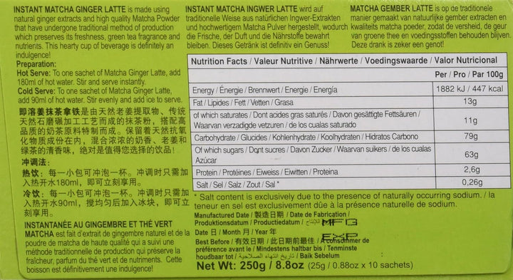 - Latte instant cu ghimbir și matcha - (10 x 25 g)