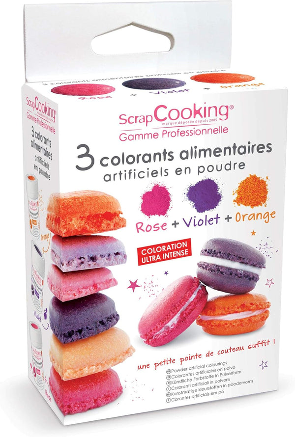 3 coloranți alimentari - portocaliu, violet, roz