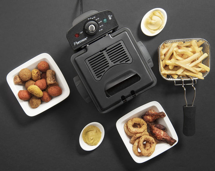Friteuză cu ulei Bestron, Mini friteuză pentru 1 porție de cartofi prăjiți, pește sau nuggets Electrocasnice Naty Shop