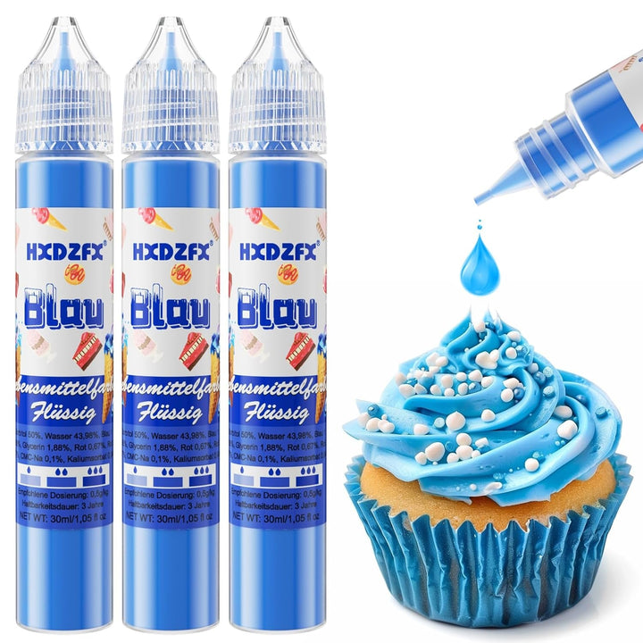 Colorant alimentar - Colorant alimentar lichid, Colorant alimentar foarte concentrat, Coloranți alimentari lichizi pentru copt, Decorare tort, Fursecuri, Macarons, Ouă de Paște, Aluat - 3 × 30ml (Roșu de Crăciun)