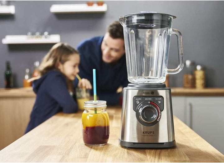 Krups KB403D Perfectmix + Hochleistungsstandmixer | 1.200W | 28.000 Upm | 2L Glasbehälter | 3 Voreingestellte Programme | Powelix- Technologie | Edelstahl/Dunkelgrau Bucatarie Naty Shop