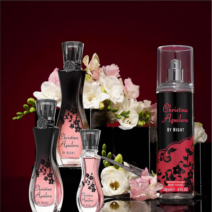 Parfum Christina Aguilera - by Night, parfum feminin, seducător și senzual, cu note de floare de piersic, florale, orientale și fructate, ideal pentru vară, parfum pentru femei - 50 ml