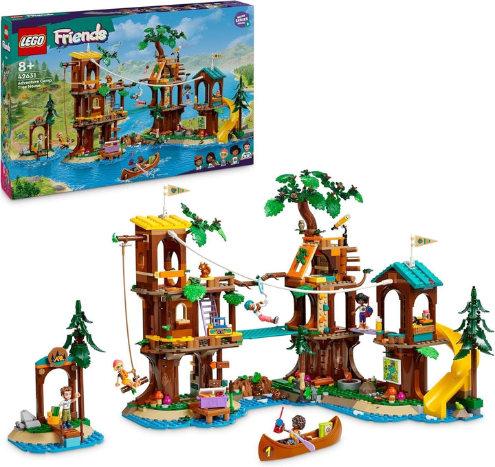 LEGO Friends Tree House At Adventure Camp, set de joacă pentru fete și băieți de la 8 ani cu 5 figurine și 5 animale, idee de cadou pentru jocuri creative, jucării sportive, casă de păpuși 42631 Seturi de constructie Besuche den LEGO-Store Titlu implicit