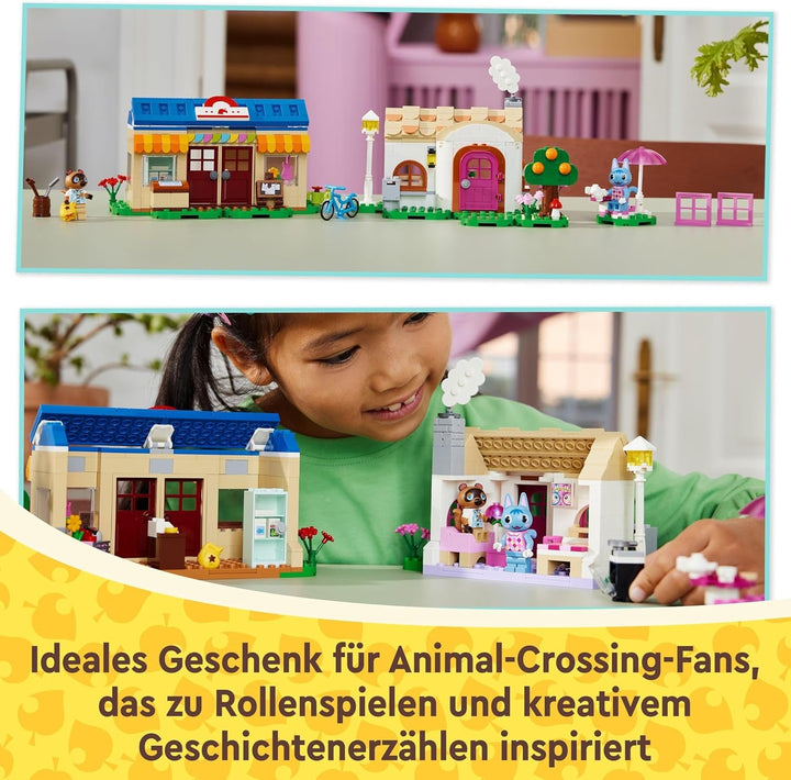 Set LEGO Animal Crossing Nook's Shop și Sophie's House, jucărie creativă pentru copii cu 2 mini figurine din seria de jocuri video, cadou pentru fete și băieți de la 7 ani 77050 Seturi de constructie Besuche den LEGO-Store