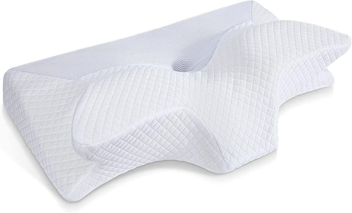 Pernă ortopedică din spumă de memorie pentru susținerea gâtului pernă pentru coloana cervicală Pernă ergonomică pentru dureri de spate, laterale și abdominale, 70X40X8.5/14Cm Perne ortopedice cervicale Naty Shop Alb 70*40*8.5/14.5Cm