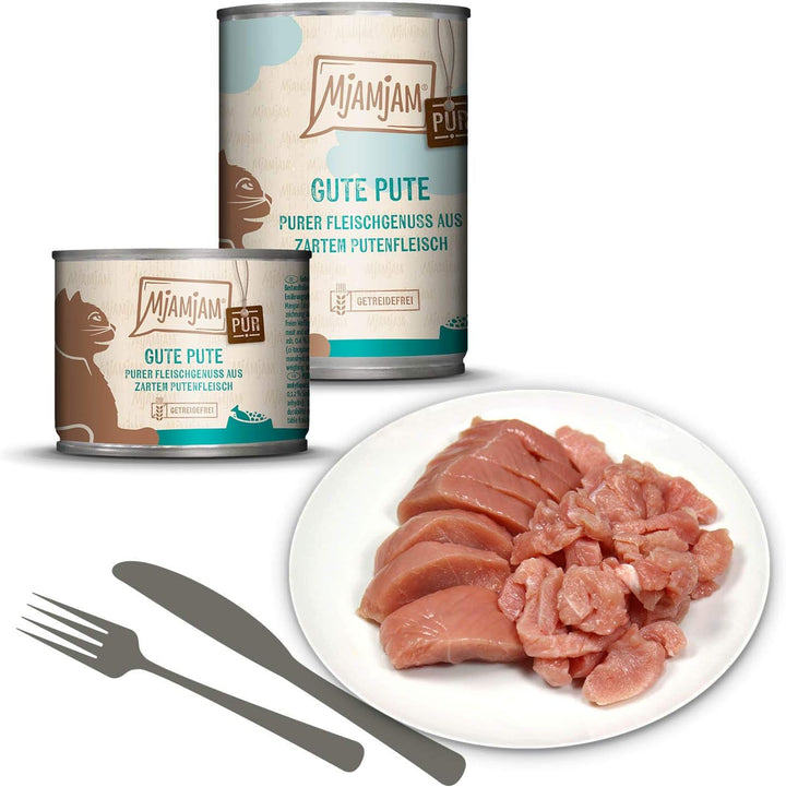 Mjamjam - Hrană umedă premium pentru pisici - Mixpaket V - Pure Meat Delight, pachet de 6 (6 X 800 G), fără cereale cu extra carne,Meaty