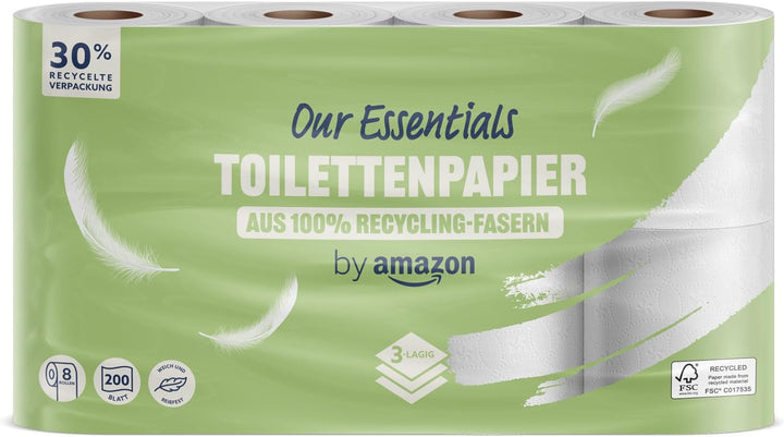 By Amazon Hârtie igienică, 3 straturi, 10 role (10 role, 1-pachet) 200 de foi per rolă, certificată Fsc
