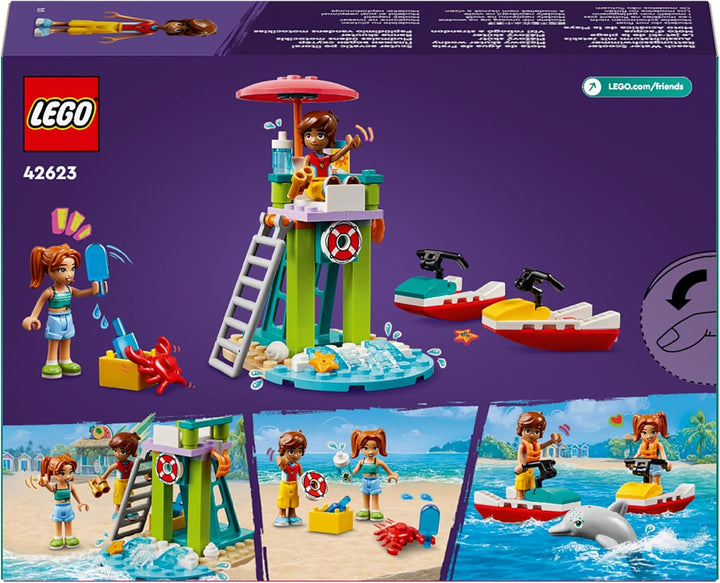 Turn de observare a salvamarilor LEGO Friends cu jet ski-uri, jucărie pentru copii, idee de cadou pentru fete și băieți de la 5 ani cu 2 figurine și delfin, jucărie jet ski 42623 Seturi de constructie Besuche den LEGO-Store