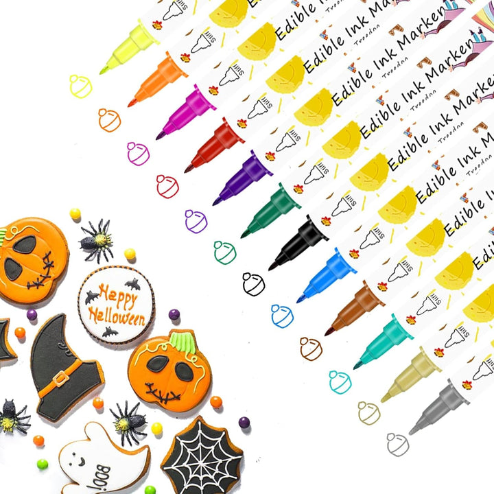 Pixuri de colorant alimentar pentru copt, 12 pixuri de colorant alimentar pentru fondant, pixuri alimentare comestibile, ouă de Paște DIY pentru ziua de naștere pentru decorare, pixuri de colorant alimentar gourmet pentru prăjituri, fursecuri, deserturi