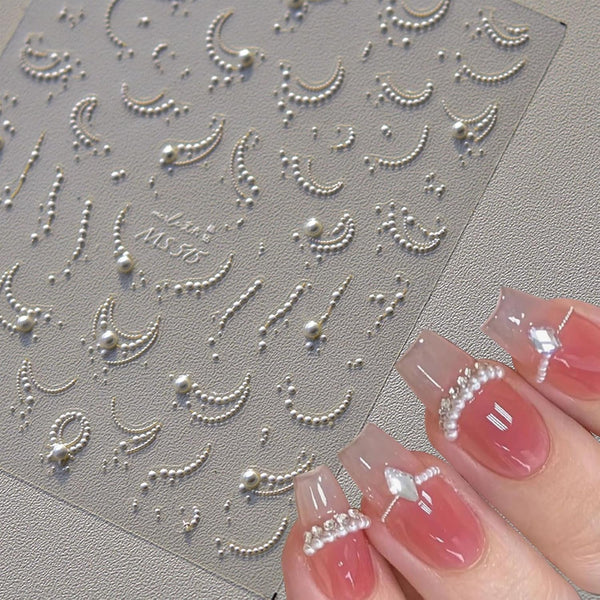 JMEOWIO 3D Nagelsticker Perlenlinie Nail Art Sticker Selbstklebend Nagelaufkleber 5D Stereoskopisch Dekoration Nageldesign Zubehör 1 Blatt