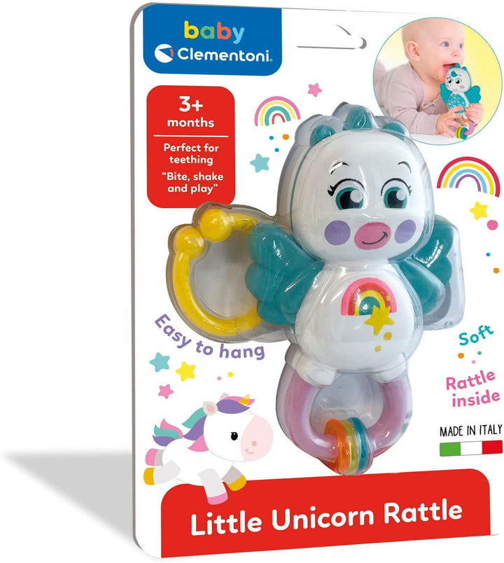Clementoni 17778 - Little Unicorn Rattle - Sonaglio Neonato Con Massaggiagengive, Giocattolo Bambini 3 Mesi, Rafforza Le Capacità Motorie E Sensoriali - Made in Italy Jucarii Bebe Naty Shop