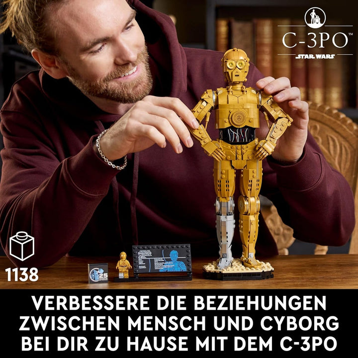 LEGO Star Wars C-3PO B, droid construibil, model de colecționat, construit și expus, idee de cadou nostalgic pentru adulți și fani, piesă de colecție, Playset fantezie 75398 Seturi de constructie Besuche den LEGO-Store