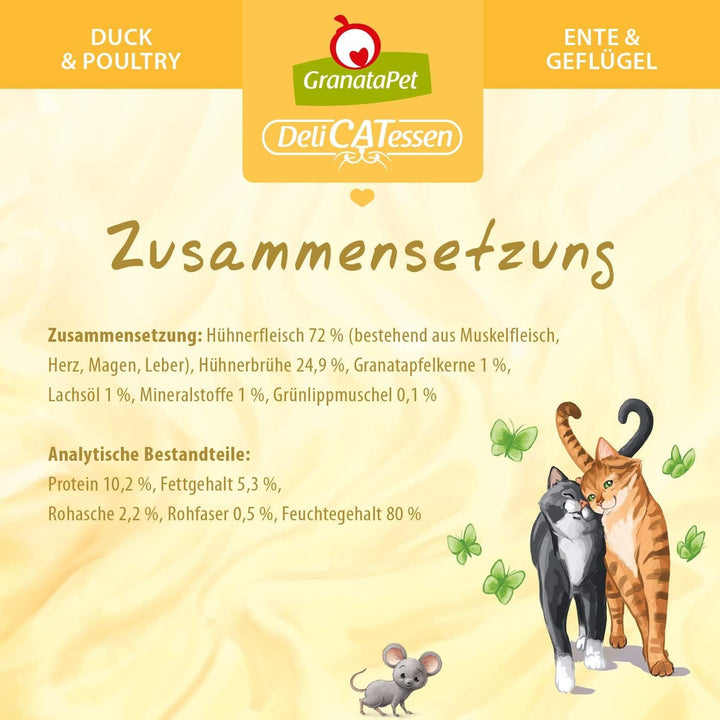 Granatapet Delicatessen Chicken PUR, hrană umedă pentru pisici, hrană fără cereale & fără zahăr adăugat, hrană pentru pisici cu conținut ridicat de carne & uleiuri de înaltă calitate, 6 X 400 G