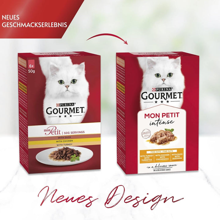 Gourmet Mon Petit Intense hrană umedă pentru pisici, variații de pește, 8-pachet (8 X 6 pungi a câte 50g)