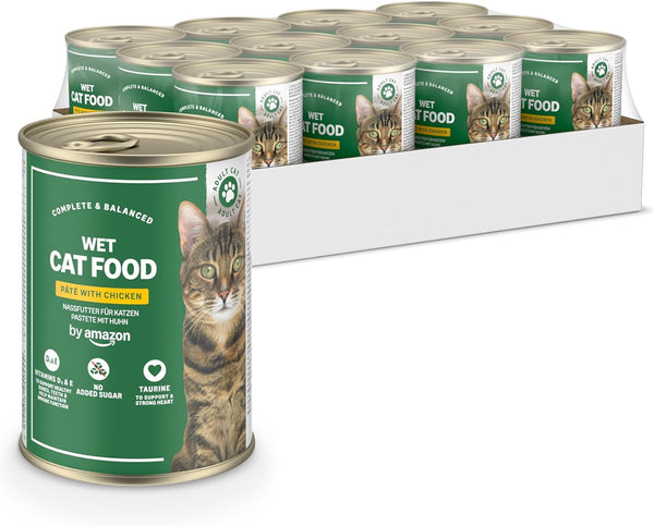 By Amazon Hrană umedă fără cereale pentru pisici, conservă, pateu de pui, 12 X 400 G