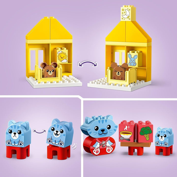 LEGO DUPLO Everyday Routines: Eating & Bedtime, jucărie de învățare pentru copii mici pentru a încuraja dezvoltarea socială și emoțională, cu 4 figuri de animale, cadou pentru copii de la 18 luni 10414 Seturi de constructie Besuche den LEGO-Store