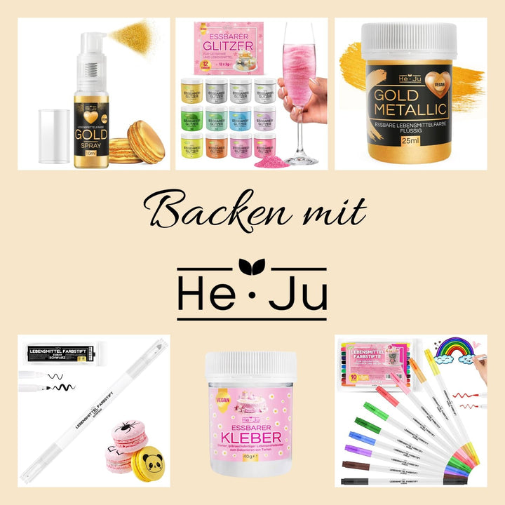 Colorant alimentar lichid auriu metalic He-Ju 25ml, sclipici comestibil pentru băuturi și alimente (auriu metalic, 25ml)