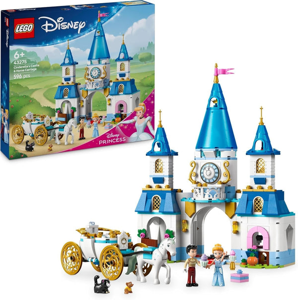 LEGO Ç€ Castelul prințesei Disney Cenușăreasa și trăsura trasă de cai, set pentru fete de la 6 ani, jucărie fantastică cu prințesa Cenușăreasa și prințul fermecător mini păpuși, idee de cadou pentru fanii Disney 43275 Seturi de constructie Besuche den LEGO-Store Titlu implicit