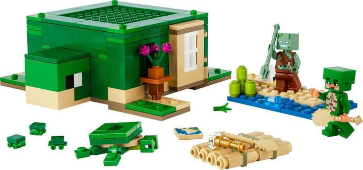 LEGO Minecraft The Turtle Beach House, casă de jucărie cu accesorii pentru fete și băieți de la 8 ani, set cu animale și personaje din jocul video, cadou pentru gameri 21254 Seturi de constructie Besuche den LEGO-Store