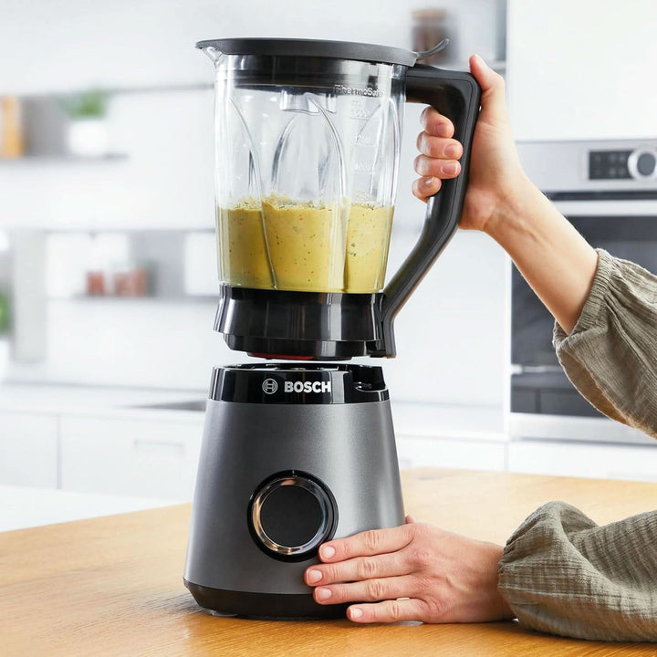 Bosch Standmixer Vitapower Serie 4 MMB6172S, Edelstahl-Klingen, 1,5L Thermosafe Glasbehälter, Stopfer, Spülmaschinengeeignete Teile, 30,000 U/Min, 1200 W, Silber Mama si Copilul Naty Shop