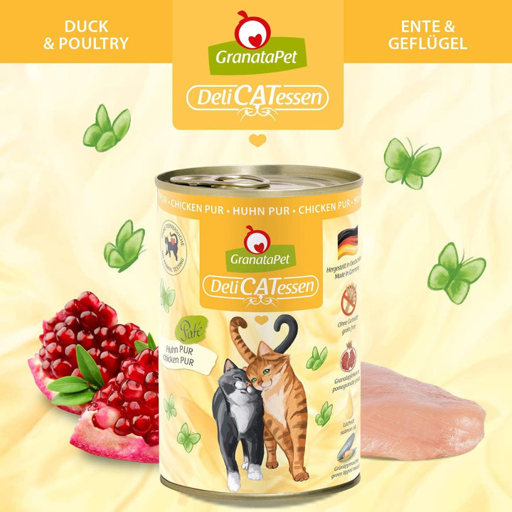 Granatapet Delicatessen Chicken PUR, hrană umedă pentru pisici, hrană fără cereale & fără zahăr adăugat, hrană pentru pisici cu conținut ridicat de carne & uleiuri de înaltă calitate, 6 X 400 G