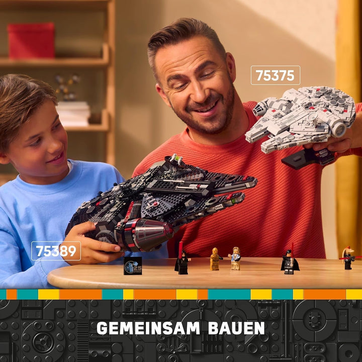 LEGO Star Wars Dark Millennium Falcon, Set navă stelară, Jucărie de construcție pentru copii, Cadou aniversar pentru băieți, fete și fani, Jucărie de aventură 75389 Seturi de constructie Besuche den LEGO-Store
