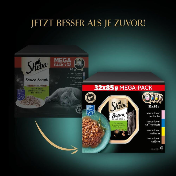 SHEBA Bowl Hrană umedă Multipack Mega-Pack Colecția de sosuri Fine Variety Msc-Certified 32 X 85G