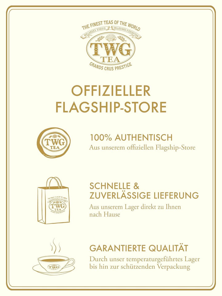 TWG Tea | 1837 Green Tea, amestec de ceai verde în 15 pliculețe de ceai cusute manual din bumbac într-o cutie cadou, 37,5 g