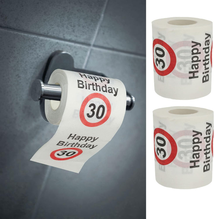 Set de 4 hârtii igienice "La mulți ani 40" │40th birthday 24 metri 2-țesături 180Gr/Qm │ Hârtie igienică motiv hârtie igienică (4 X hârtie igienică 40)