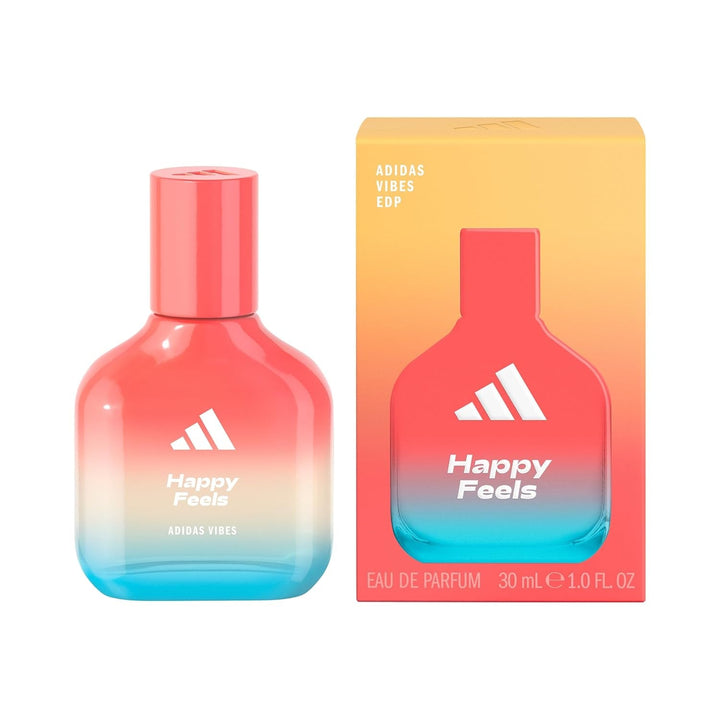 Adidas Vibes Happy Feels Eau De Parfum, un parfum unisex vesel, care îmbunătățește starea de spirit, cu note florale proaspete și uleiuri esențiale naturale, 100 ml
