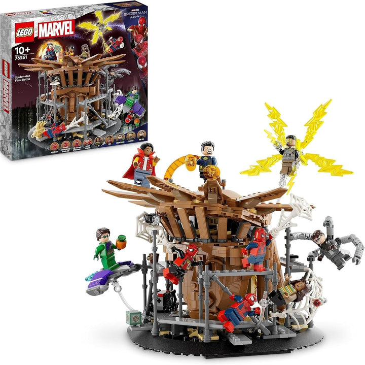 LEGO 76261 Marvel Spider-Man's Big Showdown, Spider-Man: No Way Home set cu 3 minifigurine Peter Parker plus Green Goblin, Electro, Sandman, Ned, Doctor Strange și MJ, model de colecție Seturi de constructie Besuche den LEGO-Store Singur
