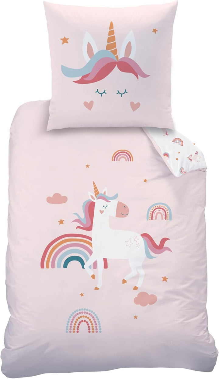 Set de lenjerie de pat pentru copii, Koala sau Unicorn, 100% bumbac Lenjerie de pat - copii Naty Shop Unicorn
