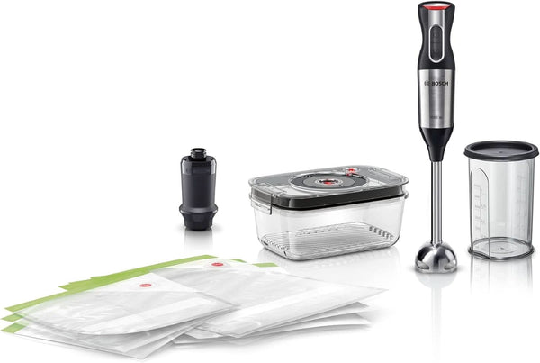Bosch Ergomixx Style Stabmixer MS6CM61V2, Vakuum-Funktion, Vakuum-Pumpe, Vakuum-Beutel, 4-Klingen-Messer, 12 Stufen, Turbo-Funktion, 1000 W, Schwarz/Anthrazit Mama si Copilul Naty Shop