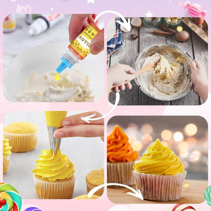 Colorant alimentar 18 culori x 6ml, colorant alimentar lichid pentru copt prăjituri, fursecuri, macaroane, băuturi, colorant alimentar foarte concentrat pentru ouă de Paște, slime DIY, obiecte de colorat artizanale