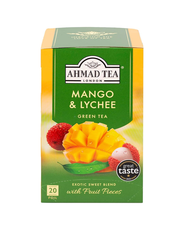 Ahmad Tea - Ceai verde - Pliculețe de ceai ambalate individual, cu aromă sigilată, conținând 2 g de ceai per porție - 20 de pliculețe de ceai cu bandă
