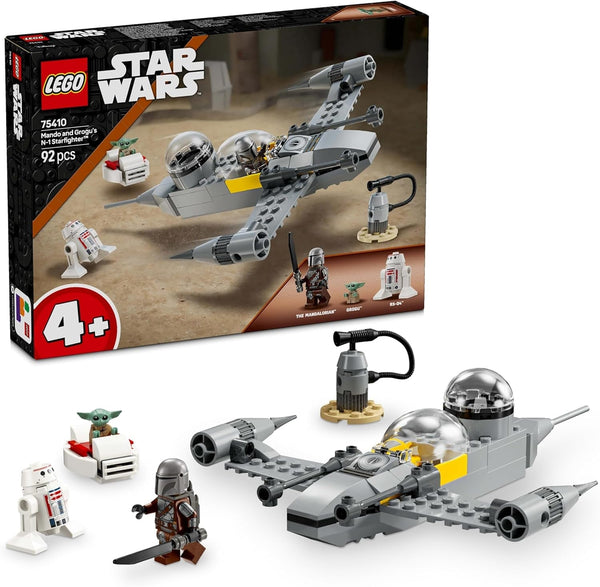 Jucărie LEGO Star Wars 75410 Mandos și Grogus N-1 Starfighter cu minifigurinele Mandalorian, Grogu și R5-D4, inclusiv coloană construibilă, set de pornire pentru nave stelare pentru băieți și fete de la 4 ani Seturi de constructie Besuche den LEGO-Store Titlu implicit
