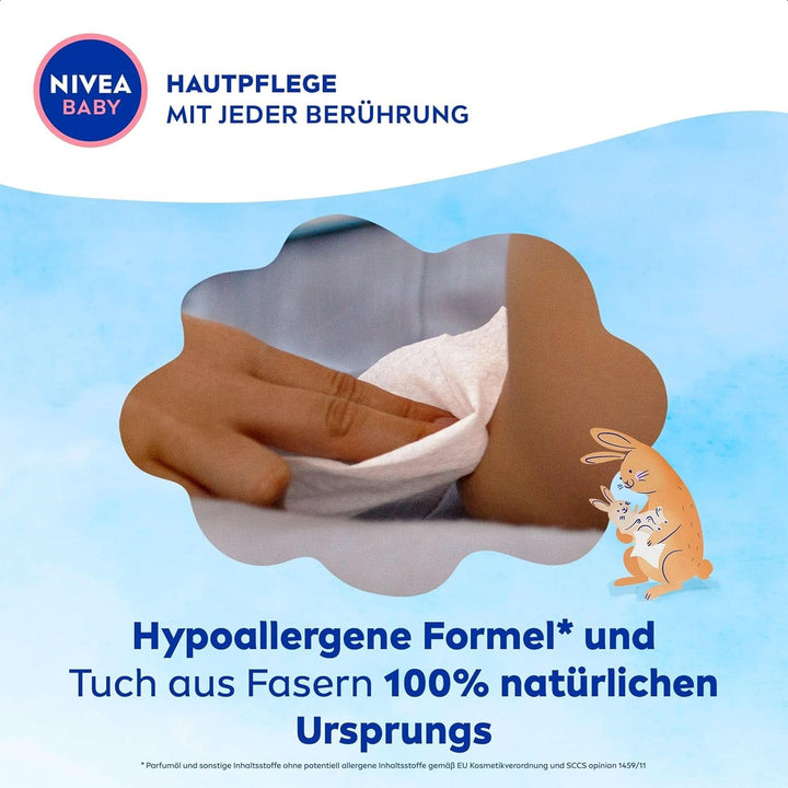 NIVEA BABY Soft & Cream Feuchttücher, Baby Feuchttücher Zur Sanften Reinigung Empfindlicher Babyhaut, Hypoallergene Feuchttücher Für Babys Mit Mandelöl Und Vitaminen (4 X 57 Stück) Naty Shop
