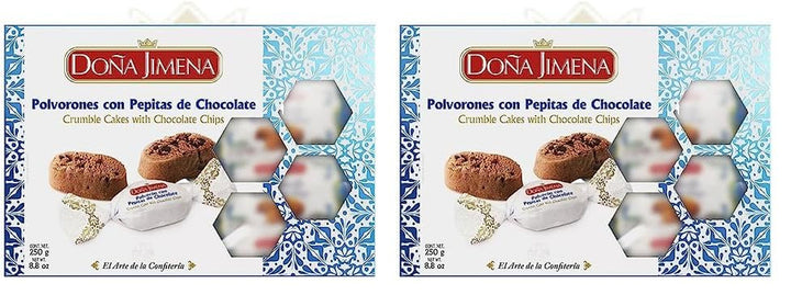 – Polvorones de ciocolată cu bucăți de ciocolată, cea mai înaltă calitate, biscuiți tipici de Crăciun, rețetă artizanală, 250 g (pachet de 2)