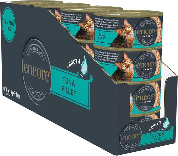 Encore Premium 100% Natural Hrană umedă la conservă pentru pisici cu sardine și file de ton - pachet de 16 X 70G