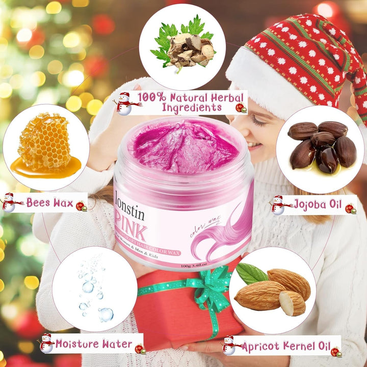 Vopsea de păr temporară roz lavabilă, ceară de păr temporară Culoare coafură naturală Pomade Vopsea de păr lavabilă pentru bărbați femei Party Cosplay Halloween Crăciun Vopsea pentru par Naty Shop