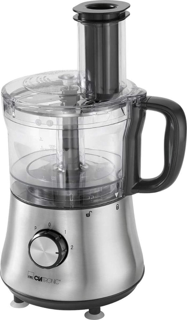 Clatronic® Küchenmaschine | 500 Watt | 4 Geschwindigkeitsstufen (0-1-2 + Puls) | Mixbehälter Mit Nachfüllöffnung (1,5 Liter) | Arbeitsbehälter (1,0 Liter) | Schneiden Und Raspeln | KM 3646 Edelstahl Mama si Copilul Naty Shop