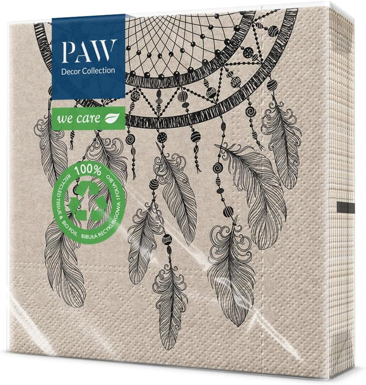 Paw Decor Collection X Paw Decor Collection CM Pappers torkservetter med 3 lager. 20 stycken. Tryckt med vattenbaserade färger. Borddekorationer. Nature, HIRSC, PAW_022022, rådjur, 33 x 33 cm (paket med 3)