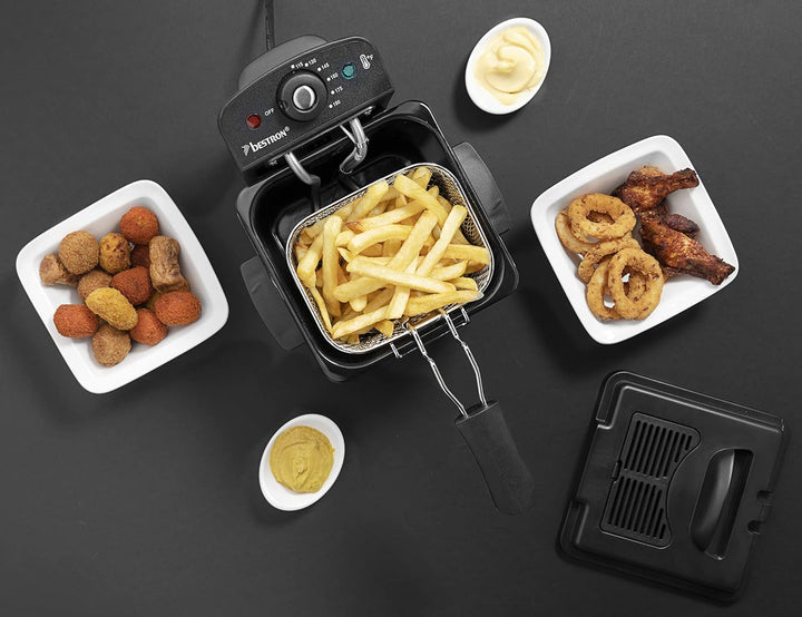 Friteuză cu ulei Bestron, Mini friteuză pentru 1 porție de cartofi prăjiți, pește sau nuggets Electrocasnice Naty Shop
