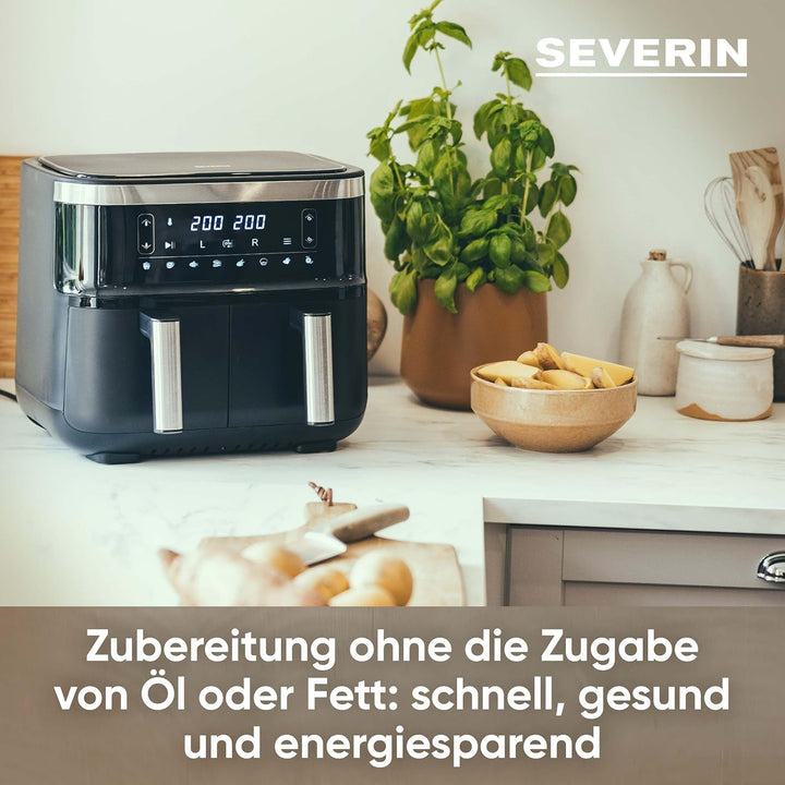 SEVERIN Friteuză cu aer cald dublă cu cameră de gătit de 2 X 3,8 L, 8 programe automate Electrocasnice Naty Shop