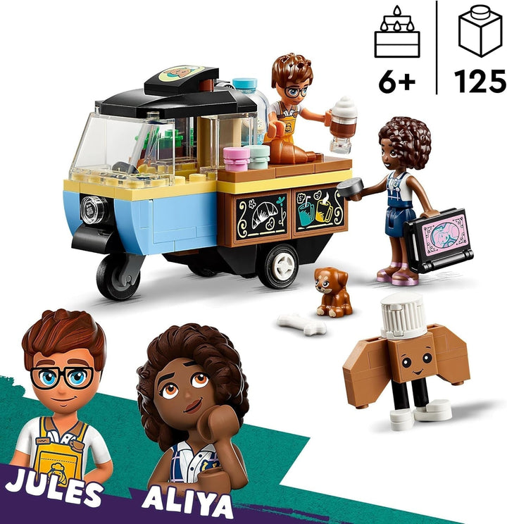 LEGO Friends Rolling Café, jucărie mică de copt pentru copii, cadou pentru fete și băieți de la 6 ani, jucărie educativă cu personajele Aliya, Jules și câinele Aira 42606 Seturi de constructie Besuche den LEGO-Store